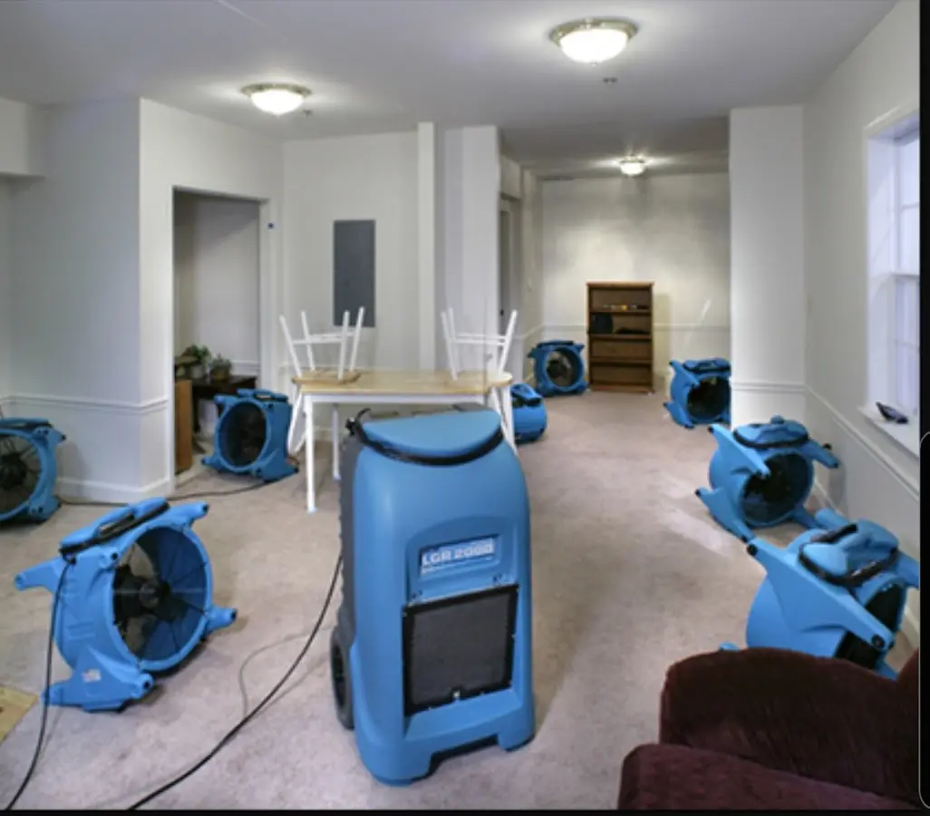 Air movers and dehumidifier setup for Water Extraction & Removal in Fort Atkinson